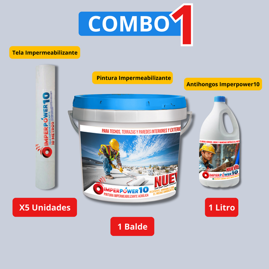 Combo 1 Sistema Imperpower10 completa con pintura, antihongos y refuerzo